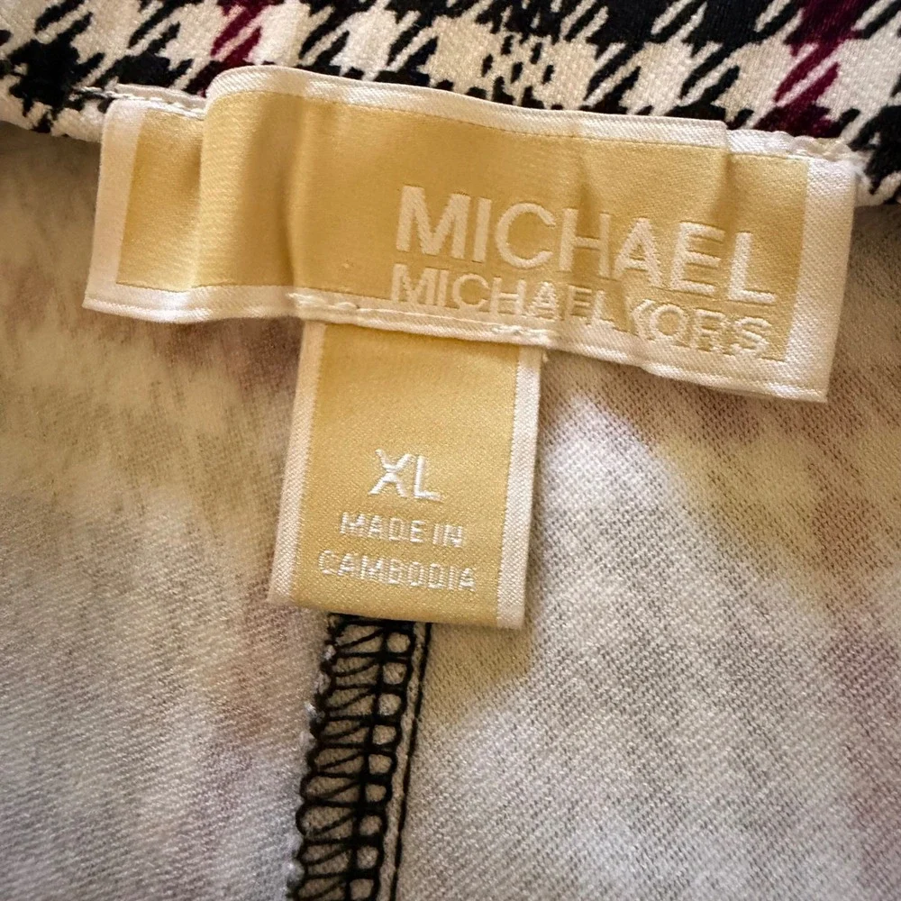 NWT Michael Kors Women's Super Skinny Pull-On Pants Garnet Glen Plaid Size XL